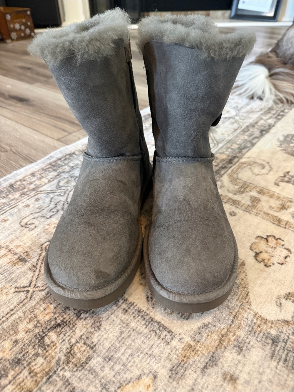 UGG Women's Gray Suede Shearling Boots
